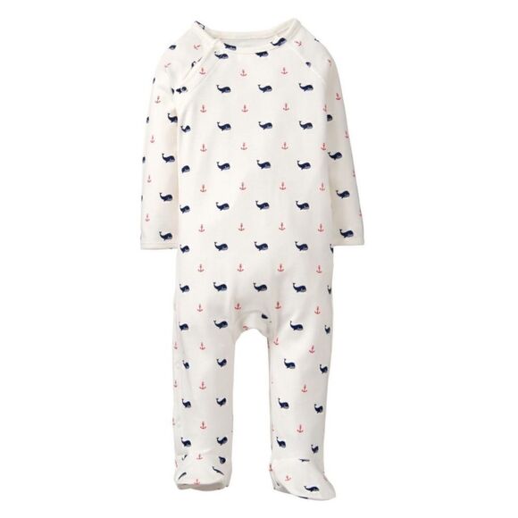 Janie and Jack Whale Footed 1-Piece Full Body Snap Long Sleeve Long Pant Onesie - Picture 1 of 9